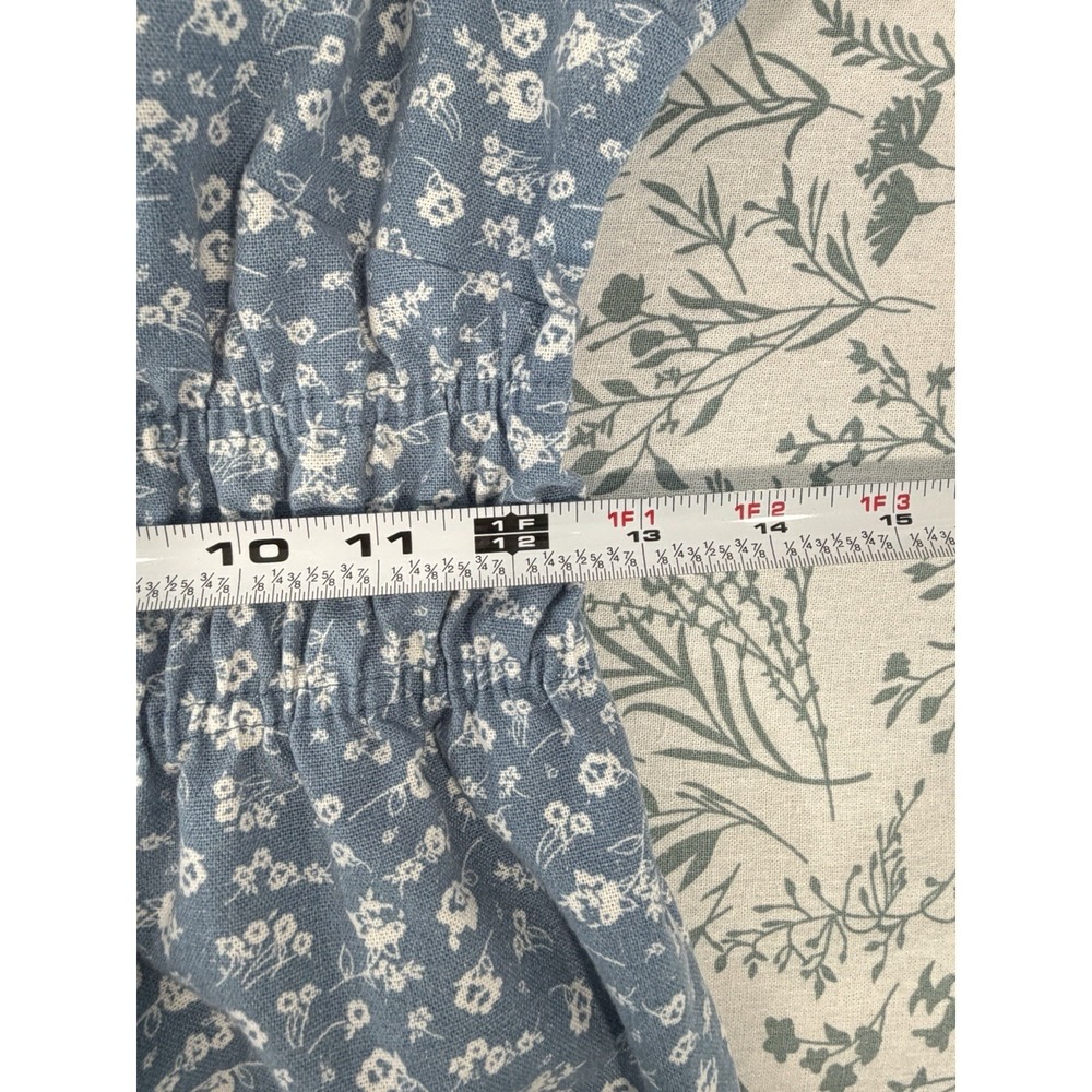 Iris Blue White Floral Babydoll Dress Medium Cottagecore Milkmaid Puff Sleeve - Picture 10 of 11